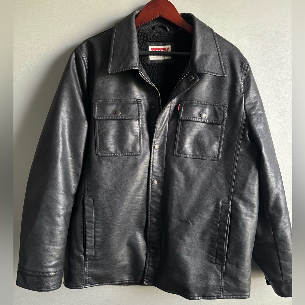 Levi's Faux Leather Sherpa Lined Trucker Jacket